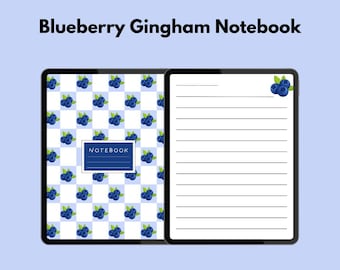 Cuaderno digital de cuadros vichy de arándanos / Diario de cuadros vichy azules / GoodNotes y notas para iPad