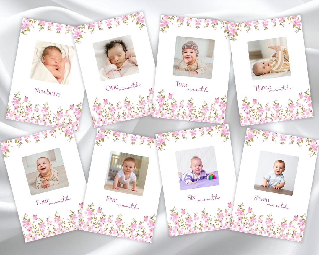 Baby Milestone Cards Printable | Floral Cards Set | Baby Girl First ...