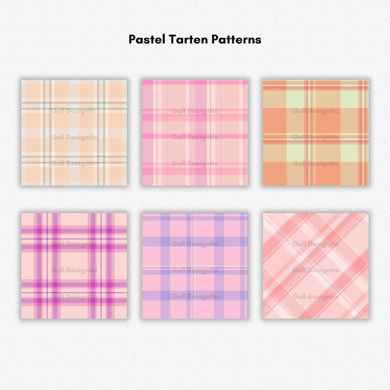 Seamless Plaid Digital Paper Bundle |12x12 Pastel Tartan Patterns | 300 ...