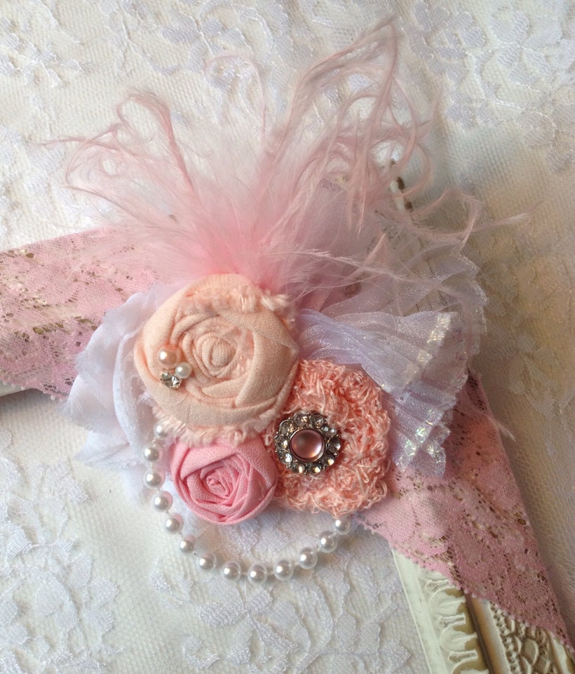 Shades of Pink Rolled Rosettes White Chiffon Flower Pearls - Etsy