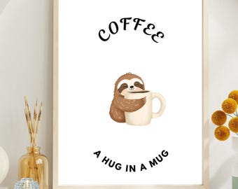 Minimalistische print moderne koffie muurkunst neutrale koffiebar decor afdrukbare digitale download keuken