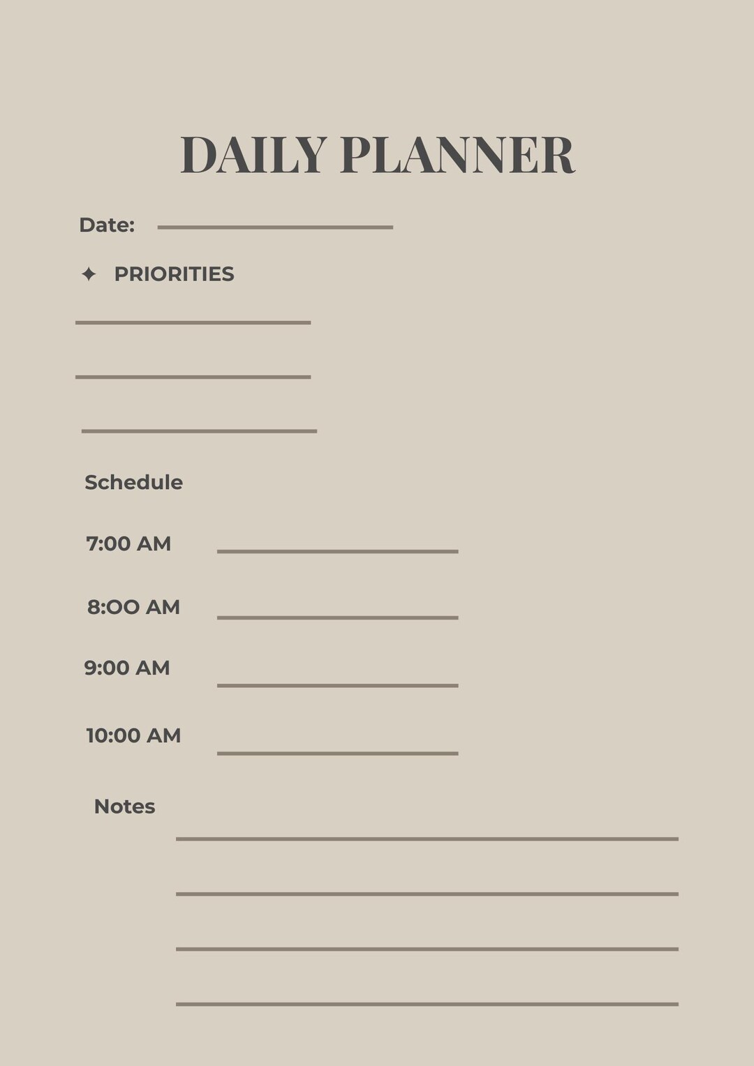 Minimalist Daily Planner Printable | Simple Productivity Planner ...