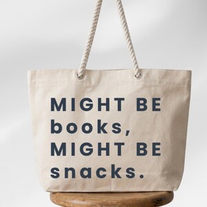 Books Tote Bag – Snack Lover & Bookworm Gift, Back To School Canvas Bag