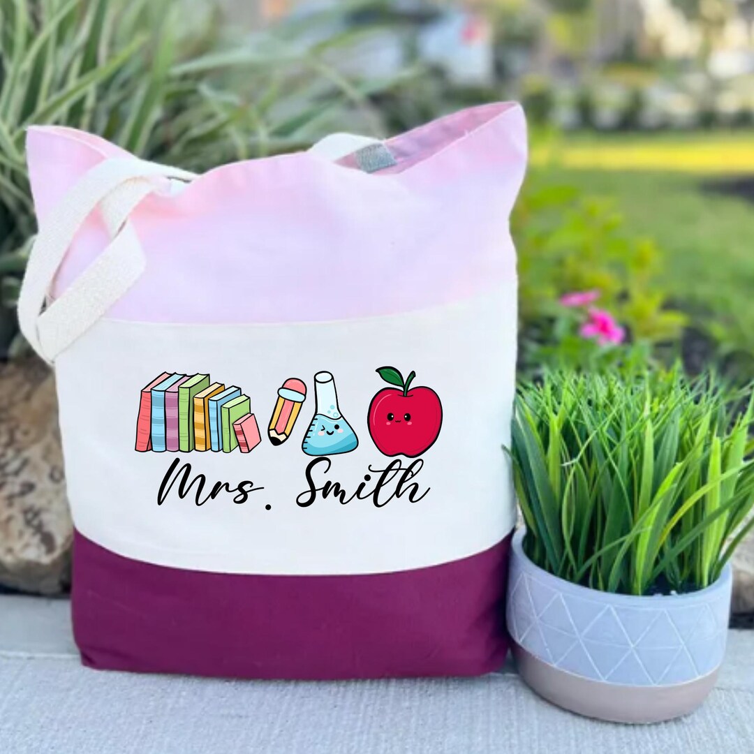 Personalized Teacher Name Tote Bag, Custom Teacher Tote,teacher Gift ...