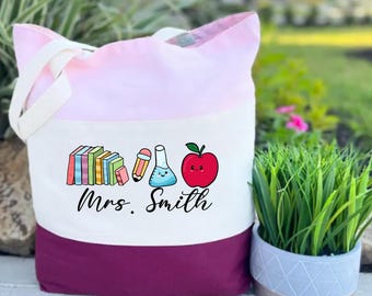 Personalized Teacher Name Tote Bag, Custom Teacher Tote,Teacher Gift Bag,Teacher Icon Tote, School Spirit Tote Bag,Teacher Appreciation Gift