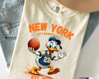 NY Basketball T-Shirt: Disney Retro Cartoon Design