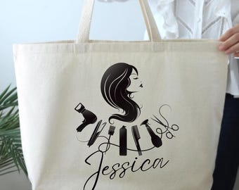 Personalized Hair Stylist Custom Tote Bag, Hairstylist Gift Hairdresser Bag, Custom Hairdresser Gift Hair Dresser Gift Beautician Canvas Bag