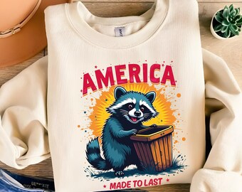 Patriotic Raccoon Hoodie, Retro 4th of July Design (Unisex S-XXL)