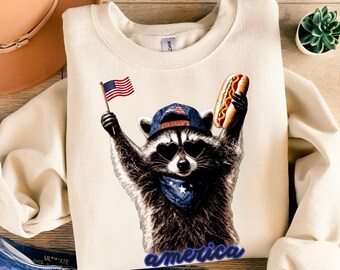 Feral & Free Racoon Shirt, 4th of July Shirt, USA Independence Day Shirt, Funny Raccoon Tee, Patriotic Shirt, July 4th Gift