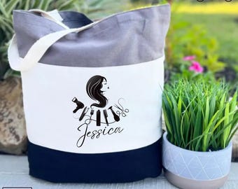 Personalized Hair Stylist Custom Tote Bag, Hairstylist Gift Hairdresser Bag, Custom Hairdresser Gift Hair Dresser Gift Beautician Canvas Bag