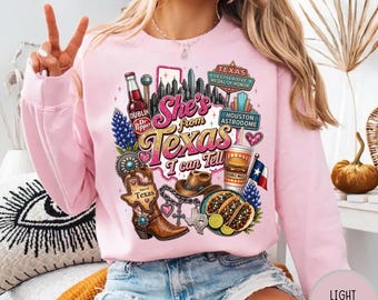 She's From Texas I Can Tell Shirt | Texas Native Southern Charm Cowgirl Hoodie