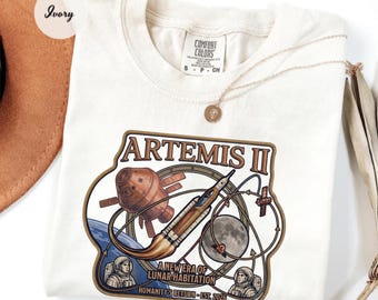 Artemis 2 Mission T-Shirt, Faux Embroidery Lunar Patch, Comfort Colors Nasa Tee