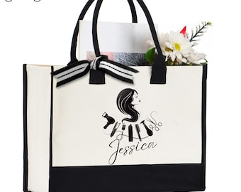 Personalized Hair Stylist Custom Tote Bag, Hairstylist Gift Hairdresser Bag, Custom Hairdresser Gift Hair Dresser Gift Beautician Canvas Bag