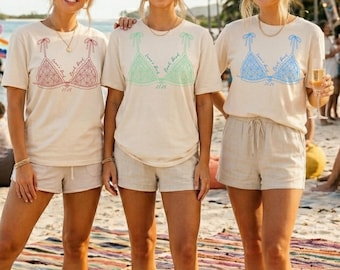 Personalized Bikini Bachelorette Shirt Custom Beach Bach Party Shirt Coastal Bachelorette Shirt Bridal Party Shower Gift Bachelor Shirt
