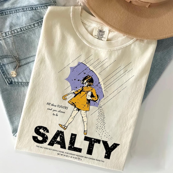 Funny Salty Girl Shirt | Women Graphic Tee Vintage Style Soft Cotton T-Shirt | Gift for Her | V Neck & Crew Neck