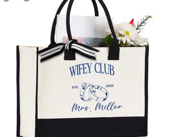 Custom Bridal Tote Bag, Wedding Day Bag, Personalized Bride Tote