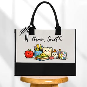 Personalized Teacher Name Tote Bag, Custom Teacher Tote,Teacher Gift Bag,Teacher Icon Tote, School Spirit Tote Bag,Teacher Appreciation Gift