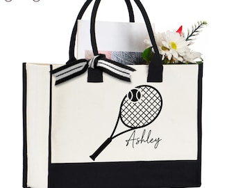 Custom Tennis Tote Bag, Personalized Tennis Player Gift Bag, Tennis Team Bag, Tennis Lover Gift, Tennis Gifts, Tennis Coach Gift, Tennis Bag