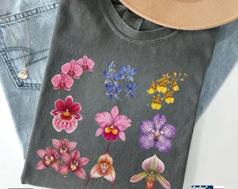 Vintage Orchid Shirt Comfort Colors®, Botanical Orchid Flower Shirt, Cottagecore Floral Tee, Garden Tee, Nature Shirt, Orchid Collector Gift