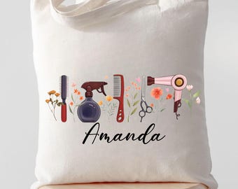 Custom Hairdresser Bag, Hairstylist Tote Bag, Floral HairDresser Gift, Hairstylist Gifts, Hair Therapist Bag, Cosmetology Gift, Stylist Gift