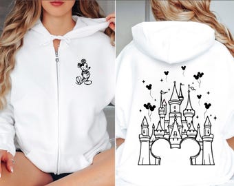The Happiest Place On Earth Full Zip Up Hoodie, Magical Vacation Family Hoodies, Matching Kids Zip Up Sweatshirt,Adventure Theme Park Outfit