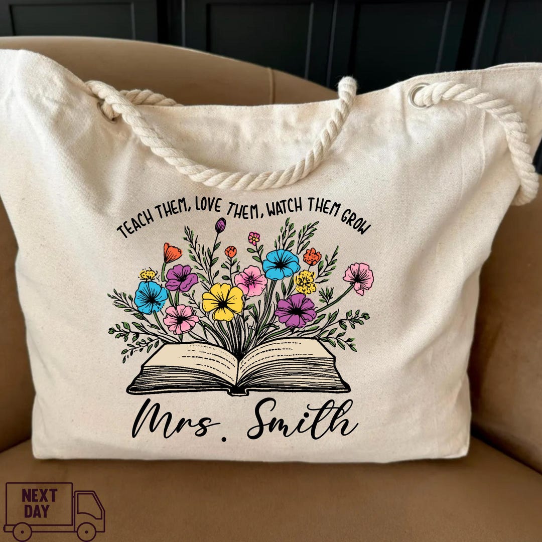 Personalized Teacher Tote Bag With Name | Teacher Appreciation Gift ...