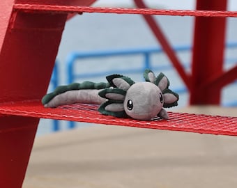 Gray Mini Realistic Axolotl Plush - Recycled Plastic, Impactful Gift
