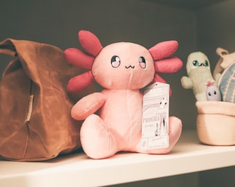 Axol the Axolotl Plush - Pink, Lavender & Cherrystone Heatable Pouch, Made of Recycled Plastic - Scented, Warming