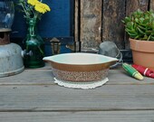 Vintage Small Pyrex Brown Woodland Woodsy Bowl 800ml Casserole Dish Spouts Nesting Mixing Small Decor Mid Century Colors Bright