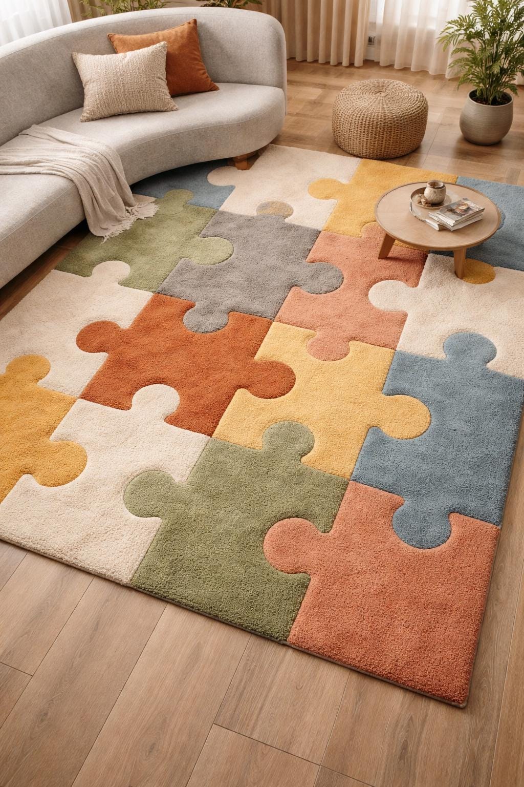 Handmade Puzzle Piece Rug – Modern Tufted Area Carpet - Etsy