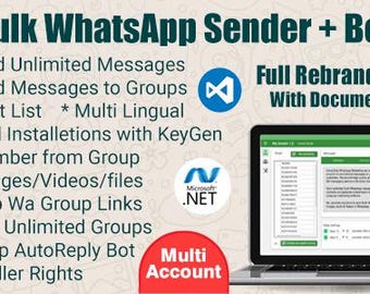 WhatsApp Bulk Sender | Marketing Tool, License Key (Digital Download)