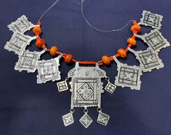Handmade Berber Necklace, Resin Beads, Moroccan Amazigh Jewelry