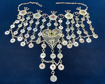 Handmade Moroccan Berber Silver-Plated Bridal Necklace for Amazigh Yennayer Wedding Gift