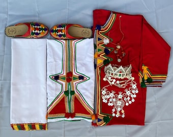 Amazigh Dress Berber Clothes Complete, Full Berber Clothing Set with Accessories and Kaftan