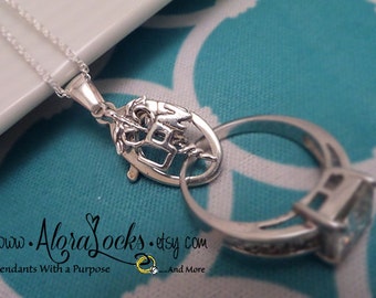 AloraLocks LPN Caduceus Charm Wedding / Engagement Ring & Charm Holder Pendant