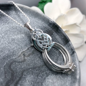 AloraLocks  Owl Wedding Ring & Charm Holding Pendant - Sterling Silver