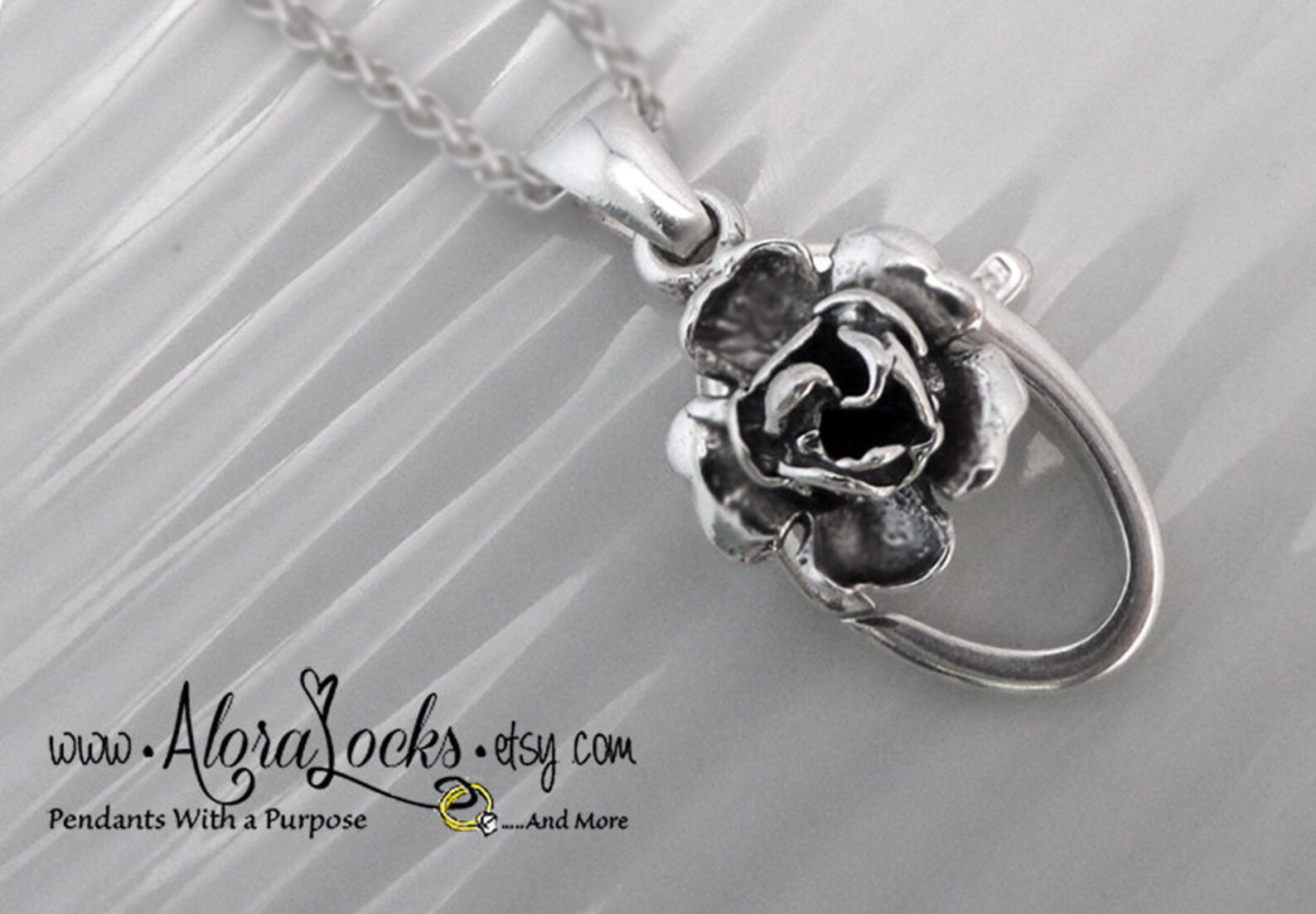 Aloralocks Rose Wedding Ring & Charm Holder Pendant Sterling Etsy