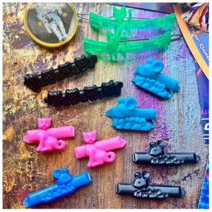 90s 1990s Nineties Vintage Rave • Raver Iconic 90s Barrettes • CATS & MICE Set • Alien Kitty VTG
