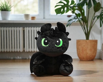 Niedlicher schwarzer Drache Plüschtier Kuscheltier Kawaii Fantasy Plushie Geschenk für Kindergeburtstag Weihnachten Valentinstag