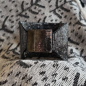 Gunmetal Loomed Beaded Cuff Bracelet Extra Wide with Magnetic Clasp Sundance Style