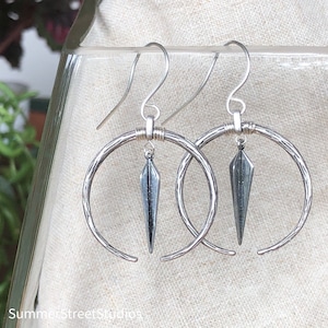 Crescent Moon and Spear Earrings with Sterling Silver French Ear Wires Boho Sundance Style