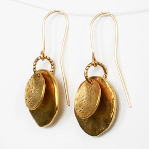 Golden Disc Earrings With Gold FIll French Earwires Minimalist image 1