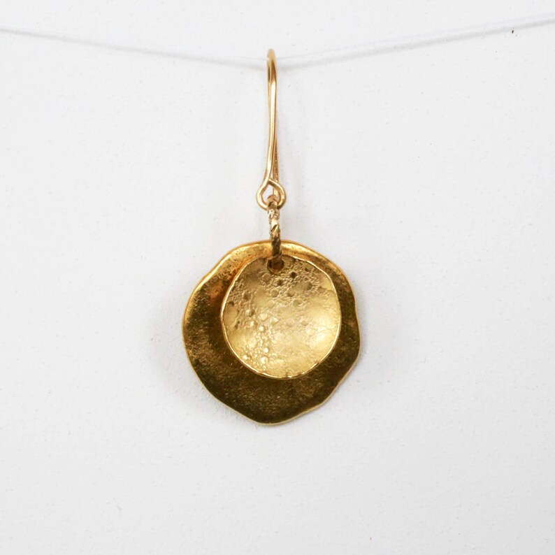 Golden Disc Earrings With Gold FIll French Earwires Minimalist image 3