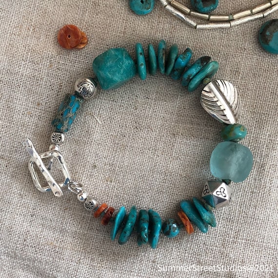 Rare Colorful Southwest Turquoise Shell Sterling Silver Bracelet Rare Colorful Southwest Turquoise Shell Sterling Silver Bracelet