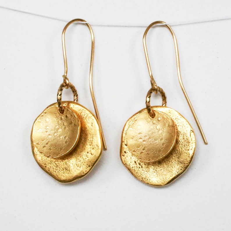 Golden Disc Earrings With Gold FIll French Earwires Minimalist image 2