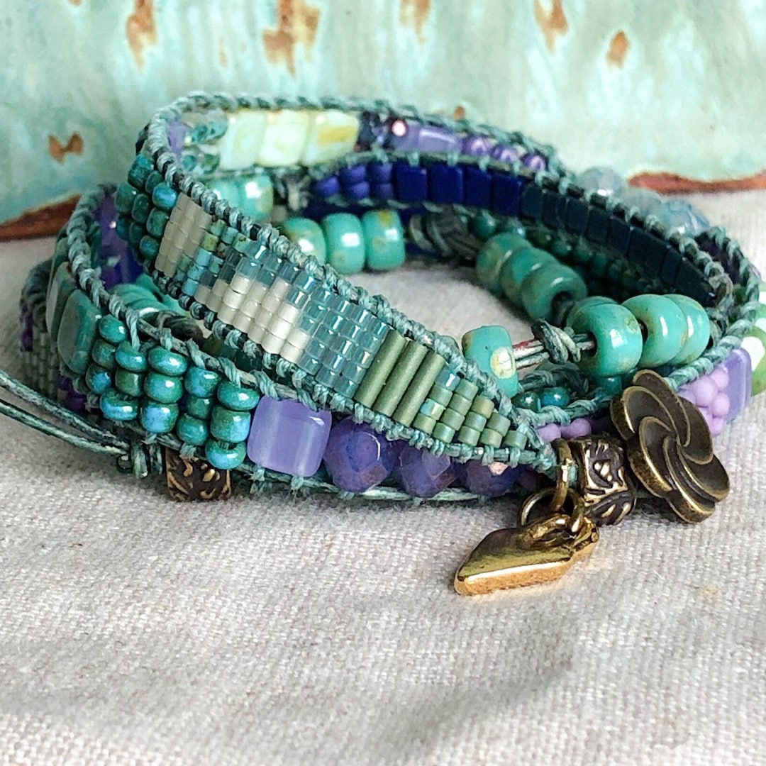 ●tow tow archive● Feverfew Leather Bead Bracelet Blue TBH5 il_1080xN.2377153550_44pb.jpg
