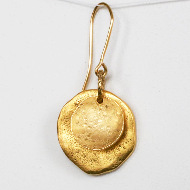 Golden Disc Earrings With Gold FIll French Earwires Minimalist image 4