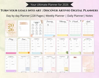 Digital planner, 2026 planner, minimalist planner, daily planner, weekly planner, monthly planner, iPad planner, GoodNotes planner