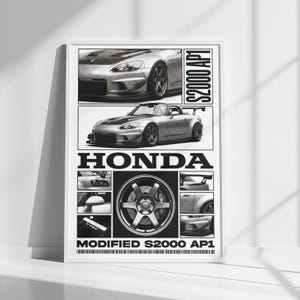 ホンダS2000 AP1コラージュポスター マット縦型ポスター | ハーフトーンJDMウォールアート