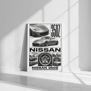 Nissan 350z jdm wall art poster | halftone car print | drift racing garage decor